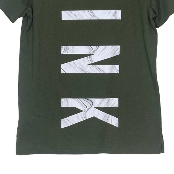 PINK Victoria's Secret Logo Open Neck Olive Green Shirt Top Women's XS - Picture 6 of 8